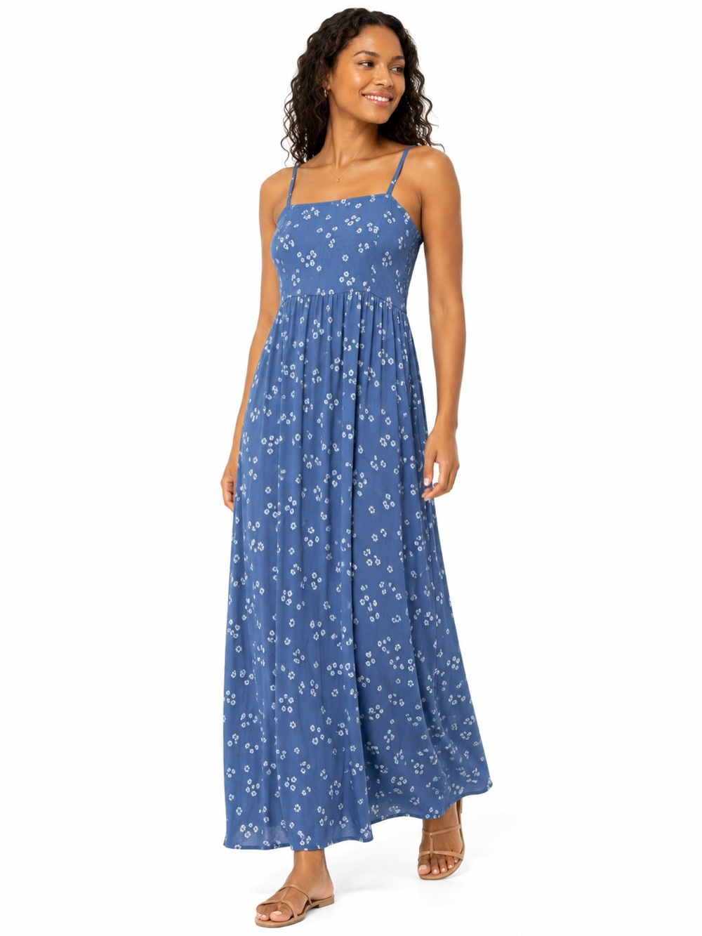 GAP Blue Floral Smocked Maxi Dress Adjustable Straps Size 16